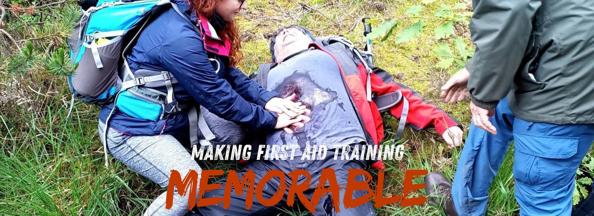 First aid training in an outdoor setting